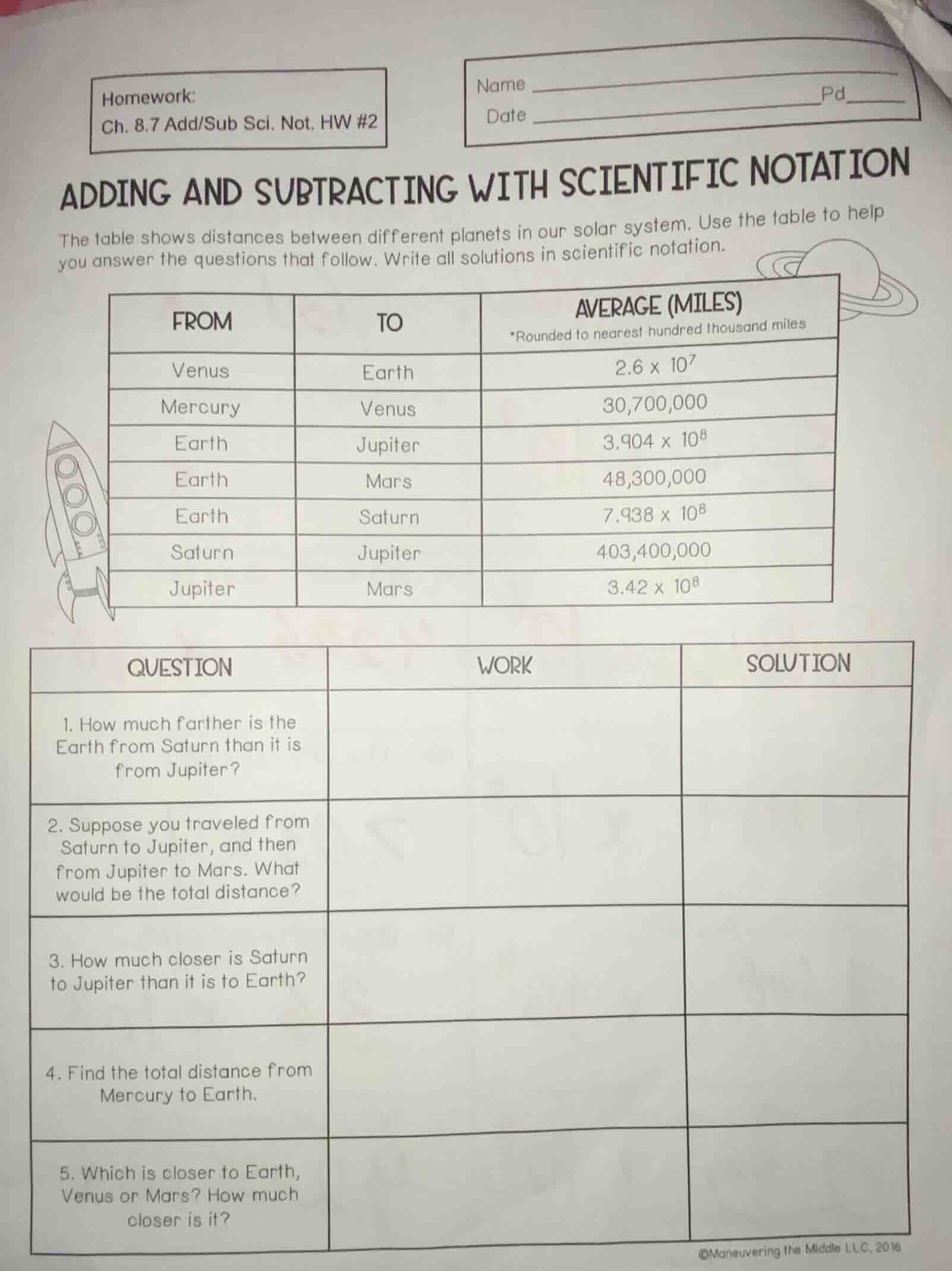 homework: ch. 8.7 add/sub sci. not. hw #2 name date pd adding and subtr…