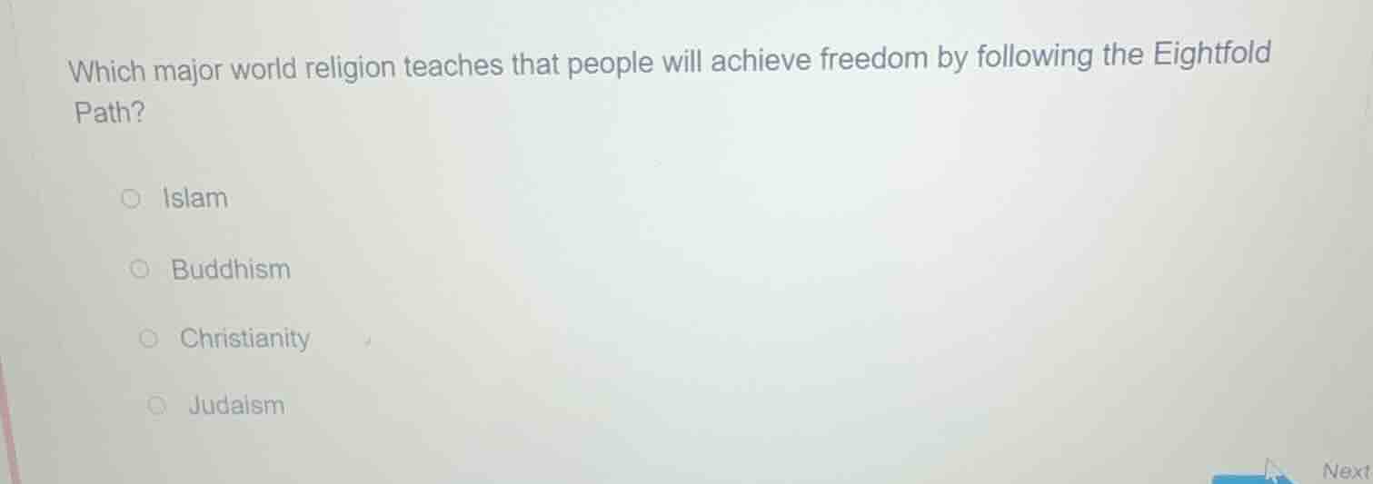 which major world religion teaches that people will achieve freedom by …