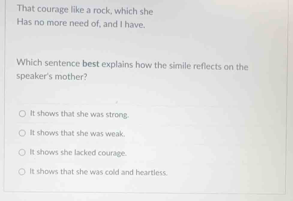 that courage like a rock, which she has no more need of, and i have. wh…