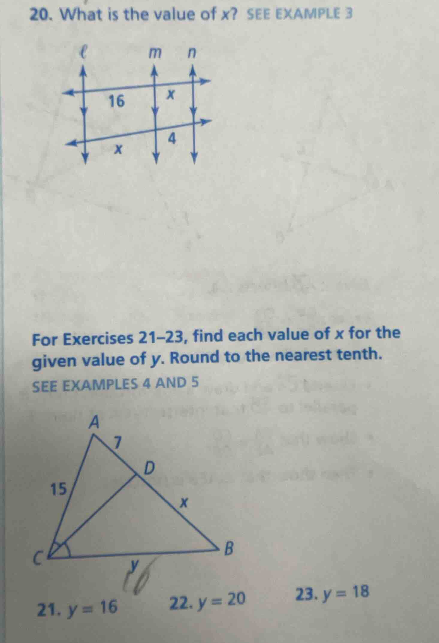20. what is the value of x? see example 3 for exercises 21–23, find eac…