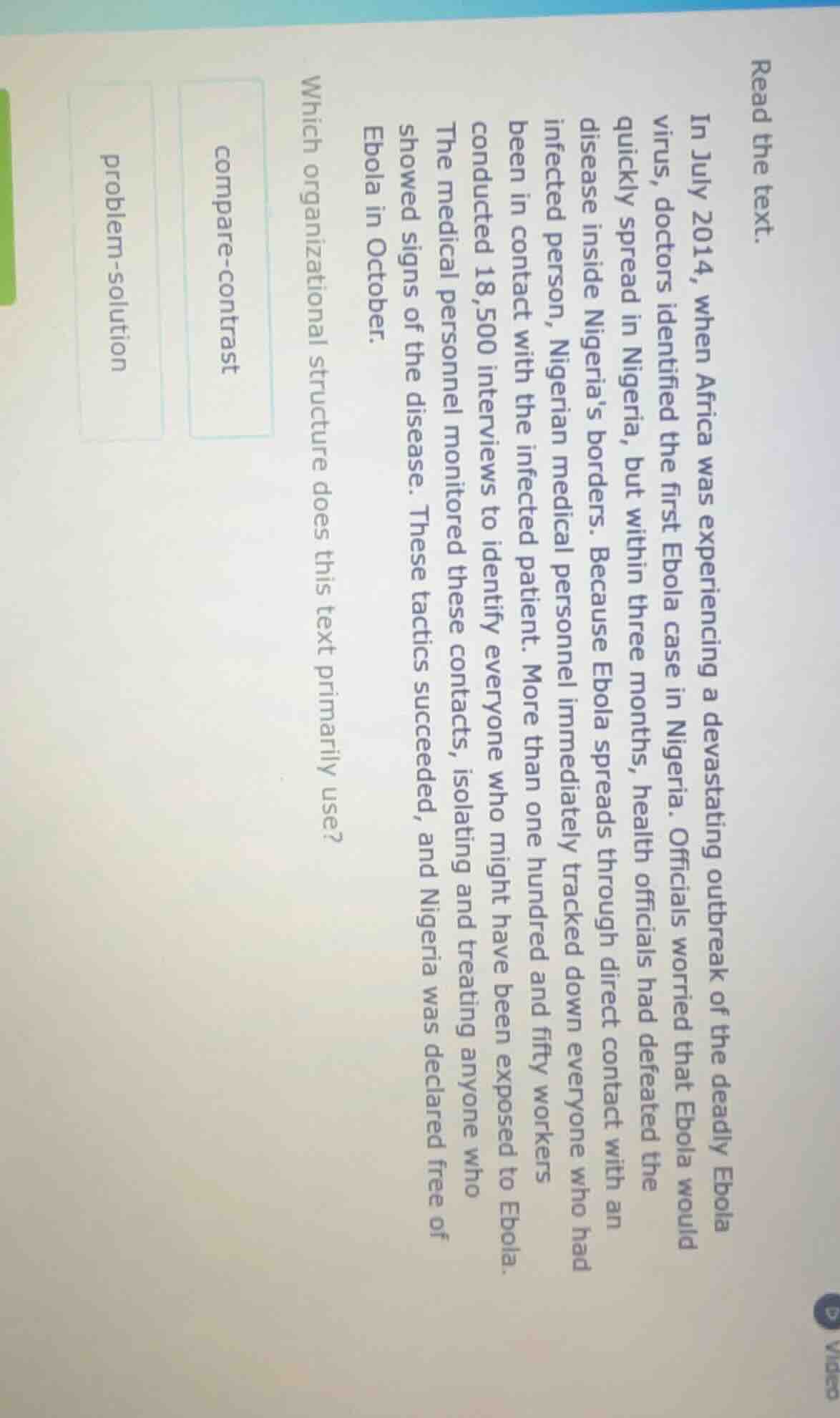 read the text. in july 2014, when africa was experiencing a devastating…