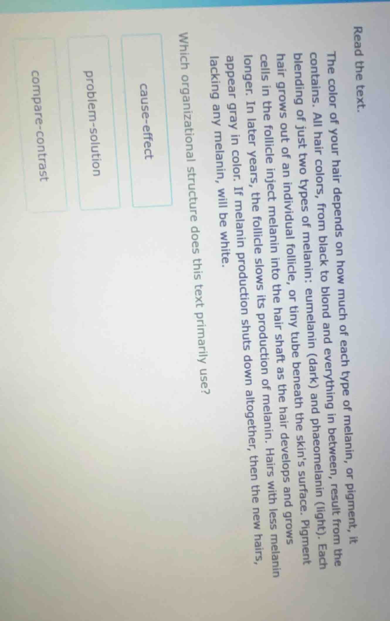 read the text. the color of your hair depends on how much of each type …