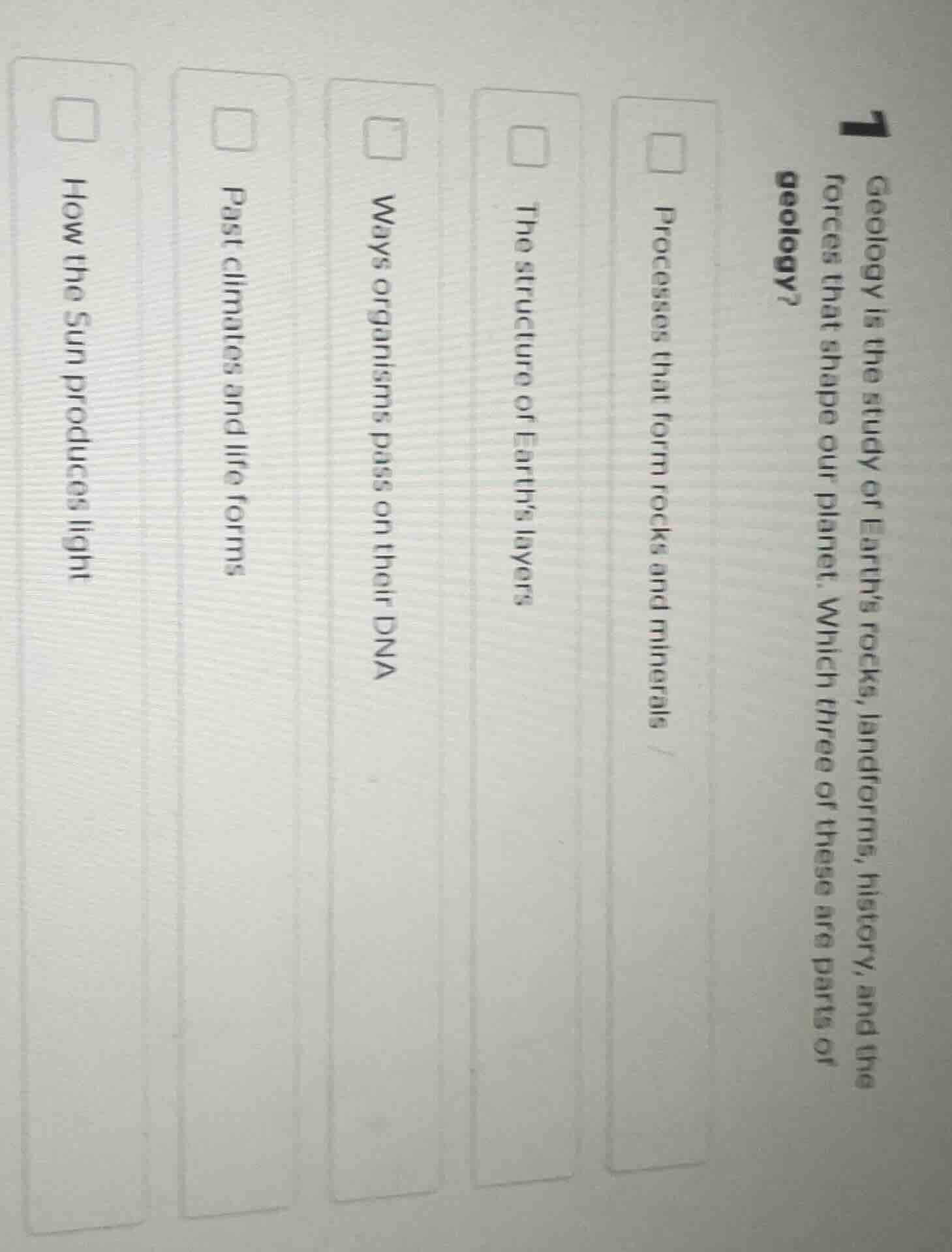 1 geology is the study of earth’s rocks, landforms, history, and the fo…