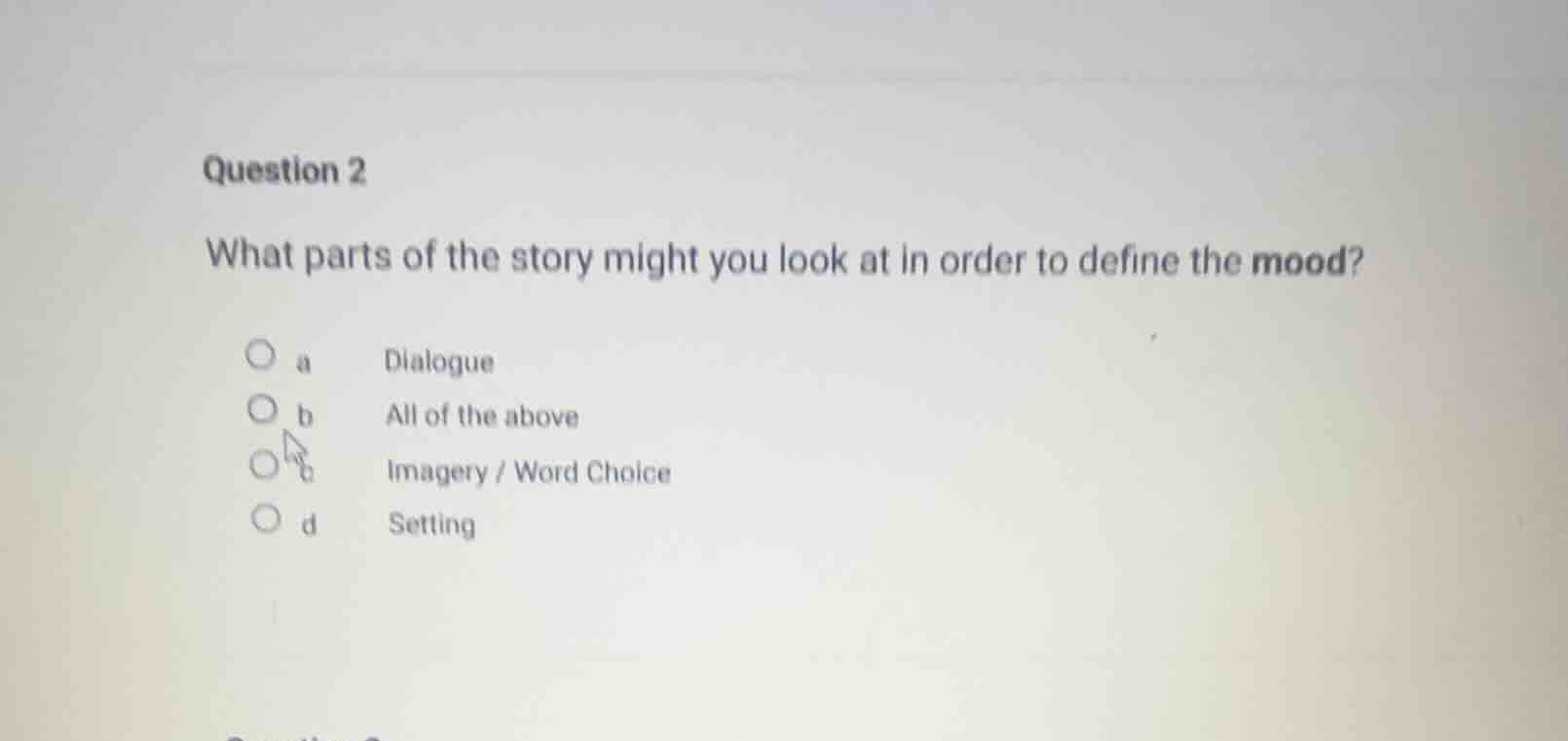 question 2 what parts of the story might you look at in order to define…