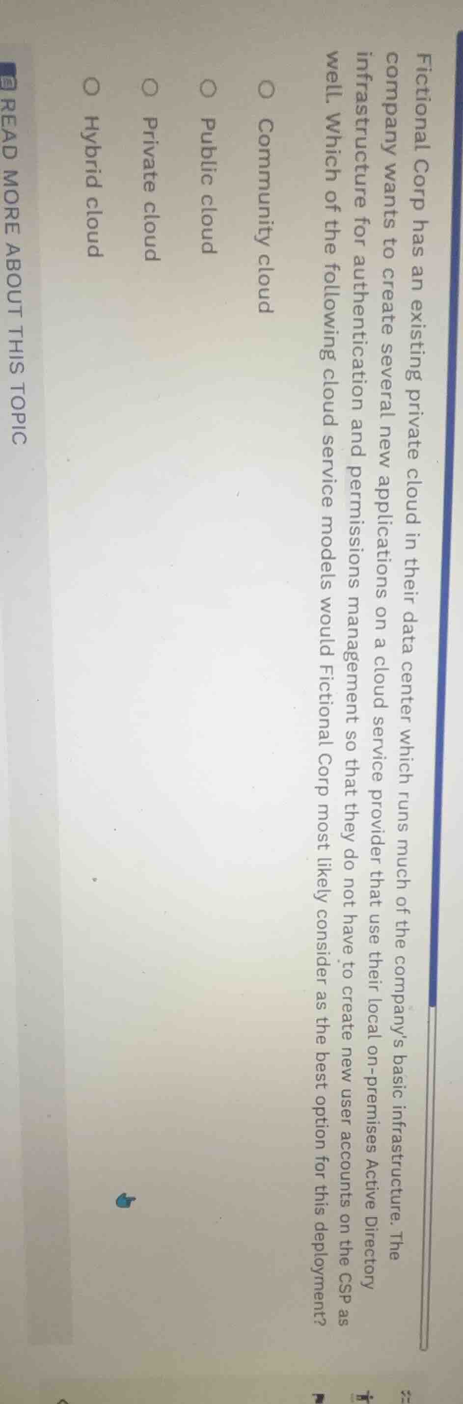 fictional corp has an existing private cloud in their data center which…