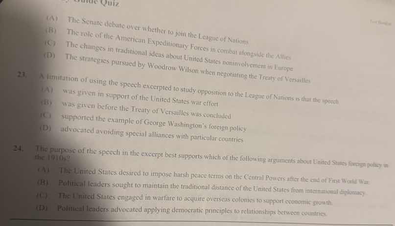 23. a limitation of using the speech excerpted to study opposition to t…