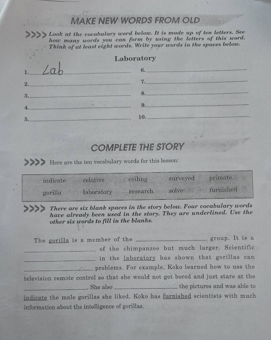 make new words from old look at the vocabulary word below. it is made u…