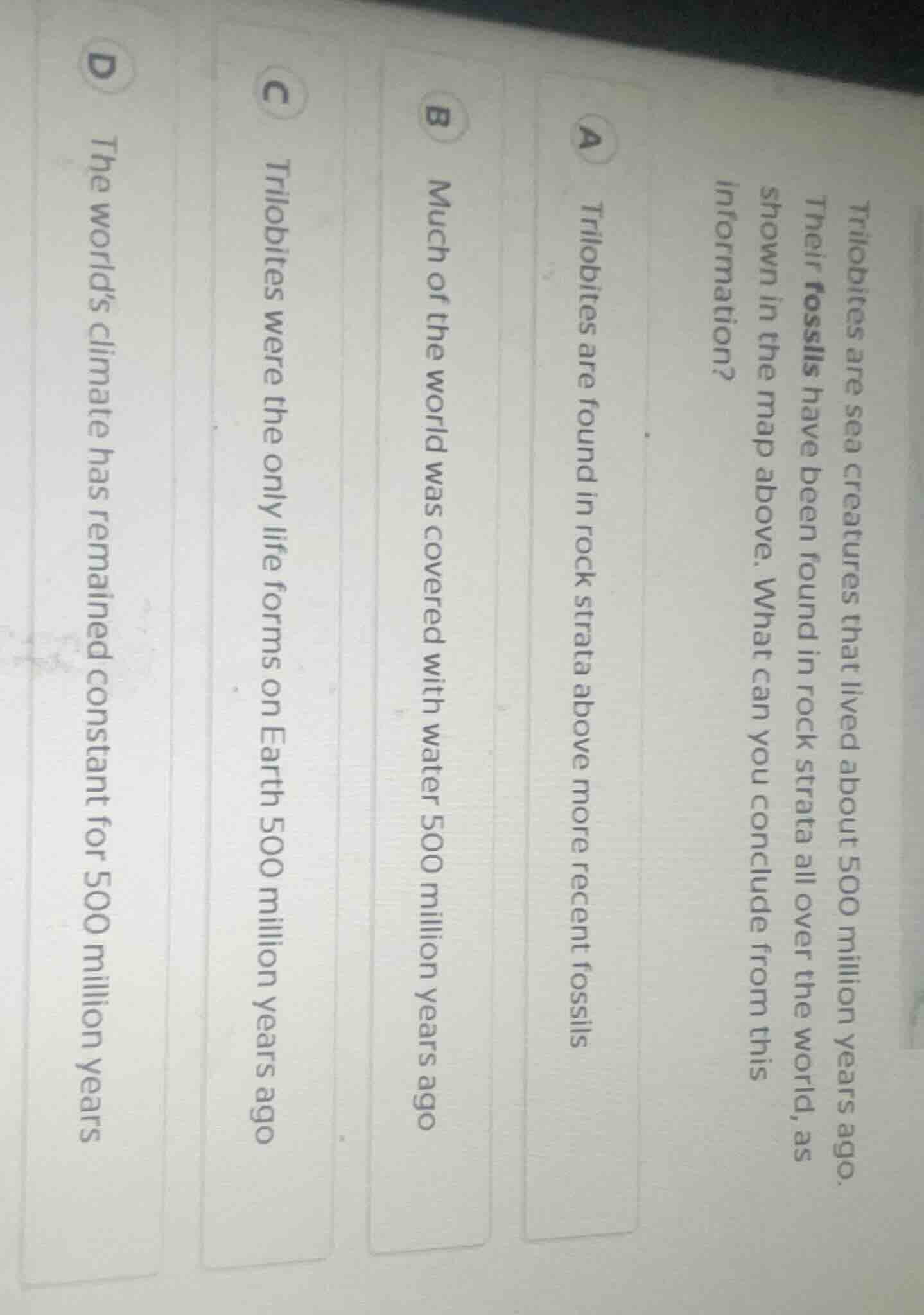 trilobites are sea creatures that lived about 500 million years ago. th…