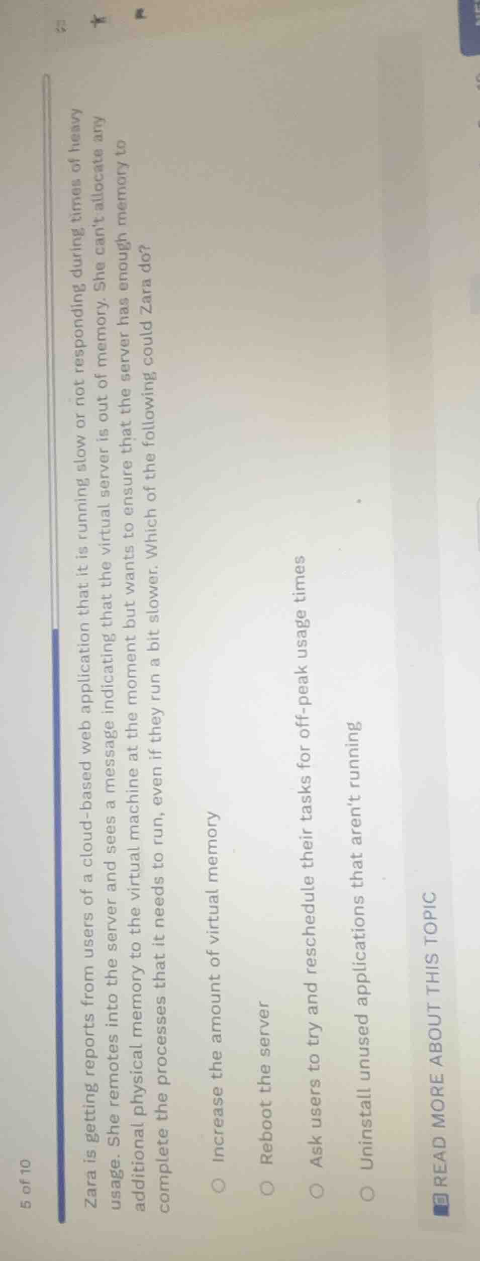 zara is getting reports from users of a cloud - based web application t…