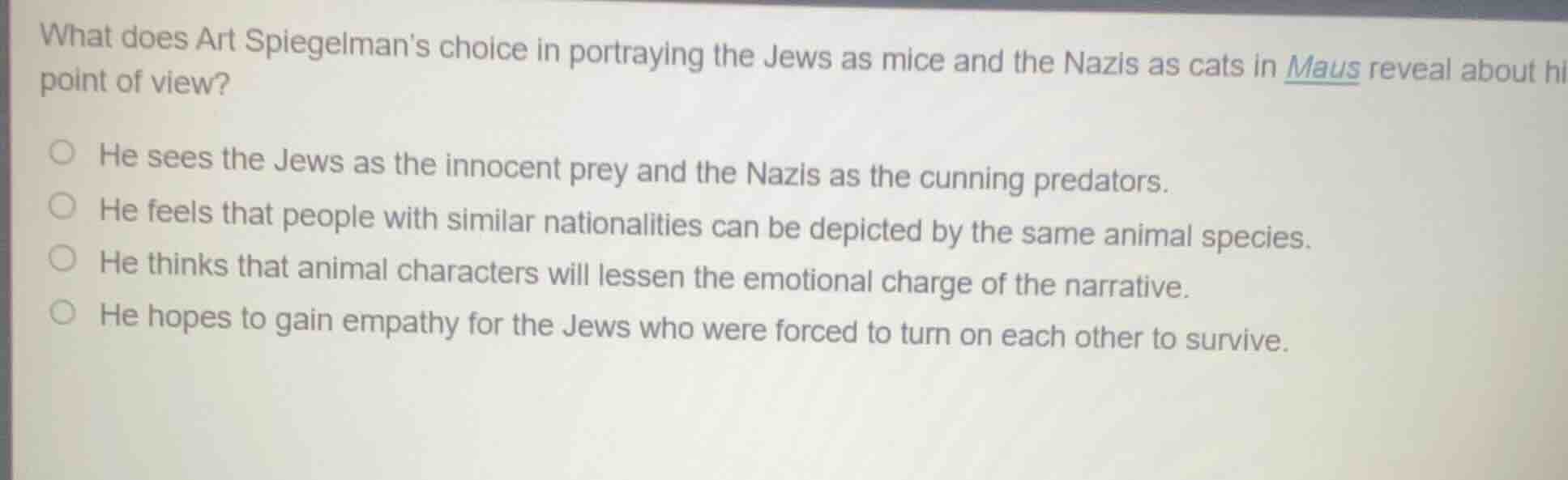 what does art spiegelmans choice in portraying the jews as mice and the…