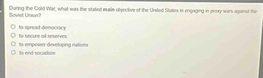 during the cold war, what was the stated main objective of the united s…