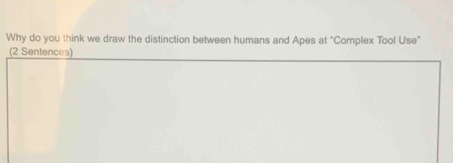 why do you think we draw the distinction between humans and apes at \co…