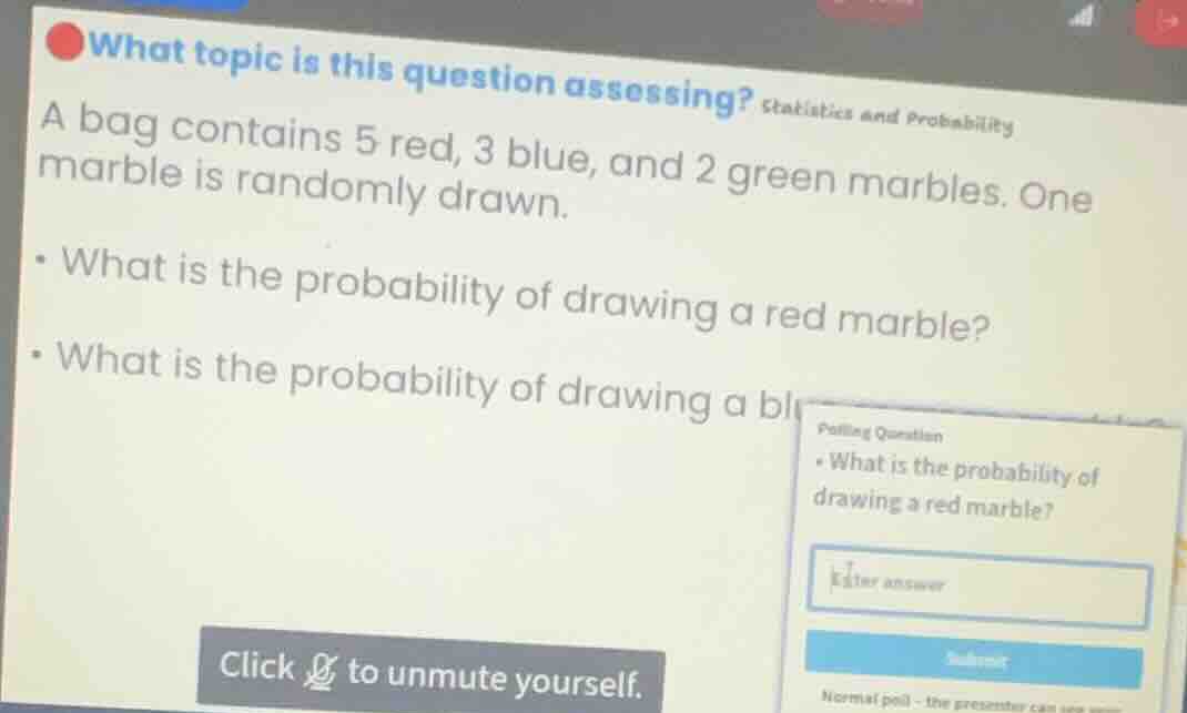 what topic is this question assessing? statistics and probability a bag…