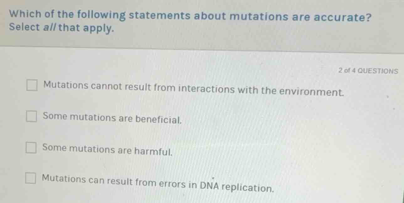 which of the following statements about mutations are accurate? select …