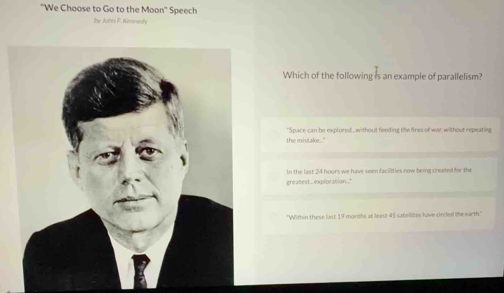 \we choose to go to the moon\ speech by john f. kennedy which of the fo…