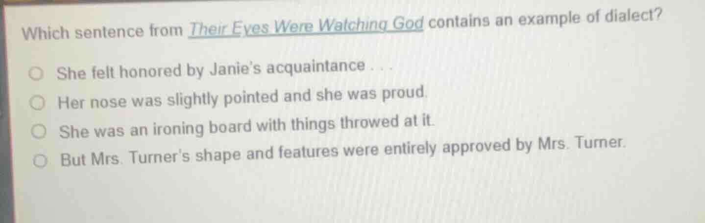 which sentence from their eyes were watching god contains an example of…