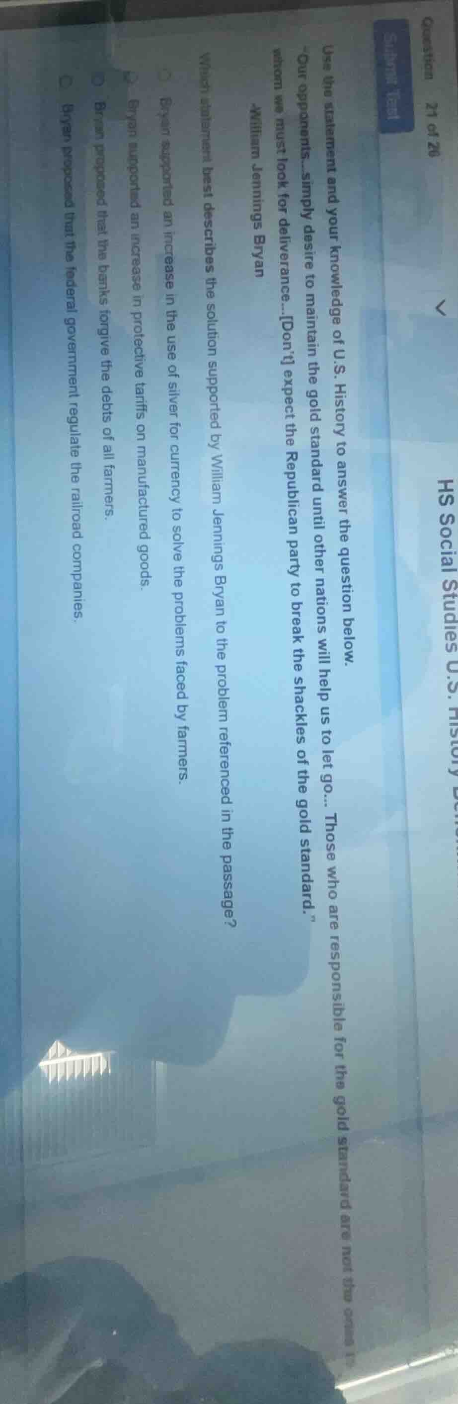question 21 of 26 support test use the statement and your knowledge of …