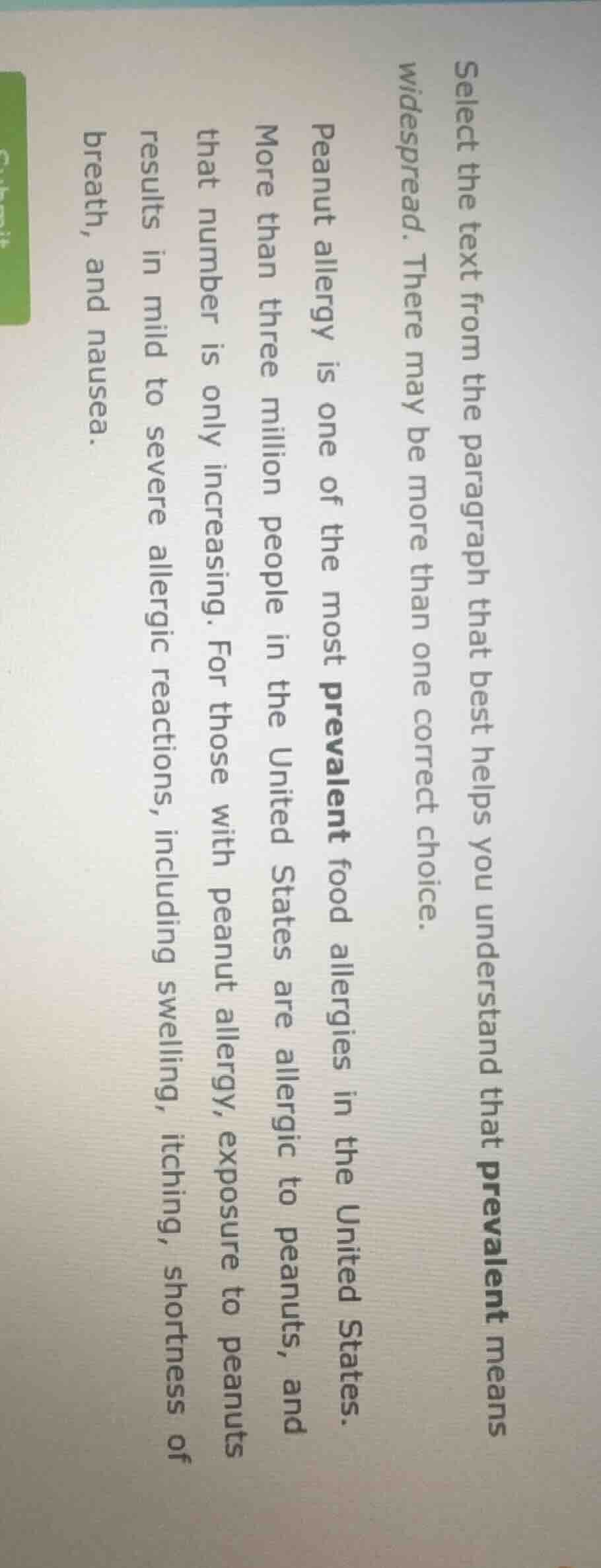 select the text from the paragraph that best helps you understand that …