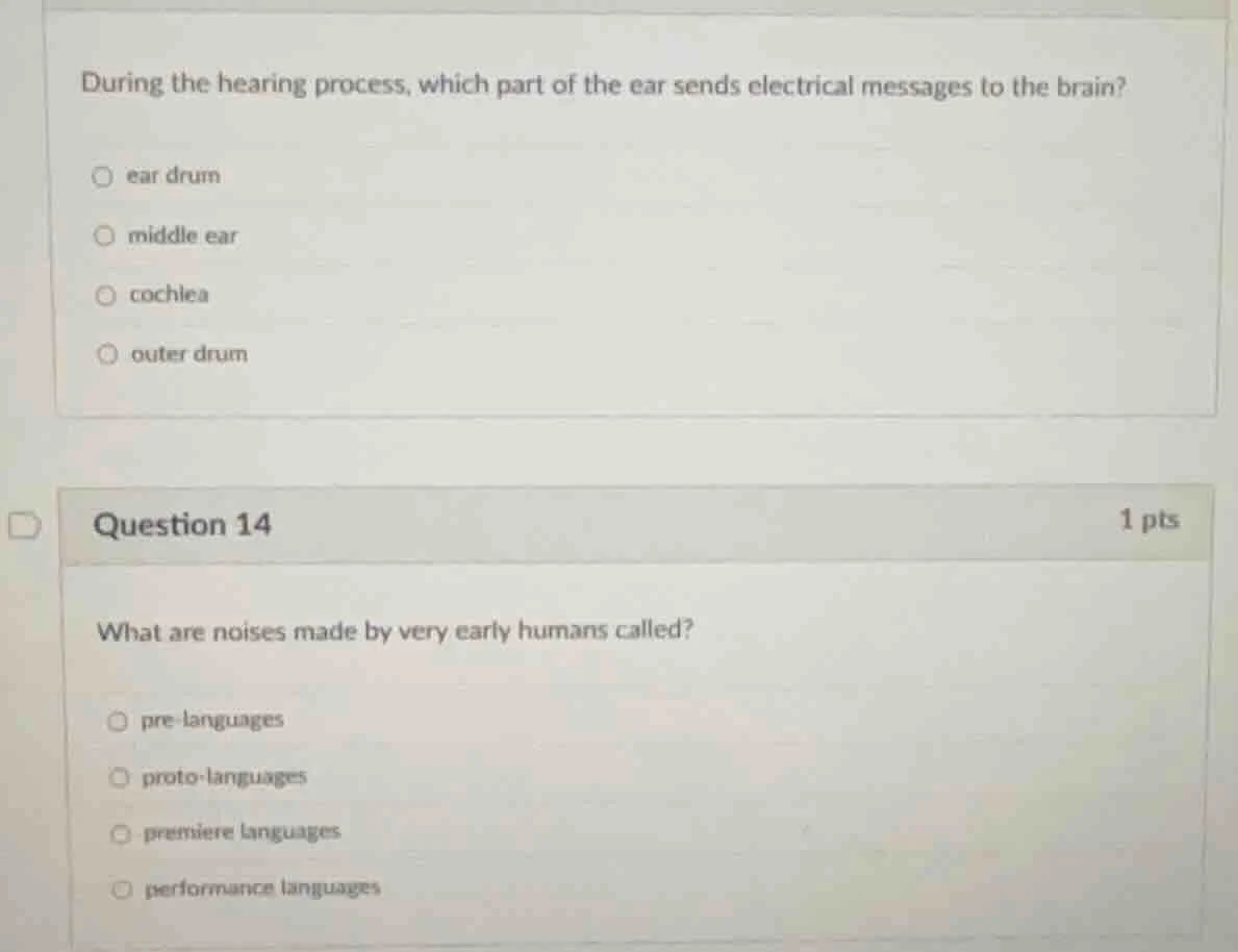 during the hearing process, which part of the ear sends electrical mess…