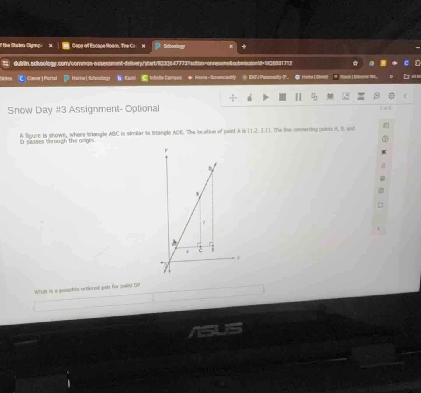snow day #3 assignment- optional a figure is shown, where triangle abc …