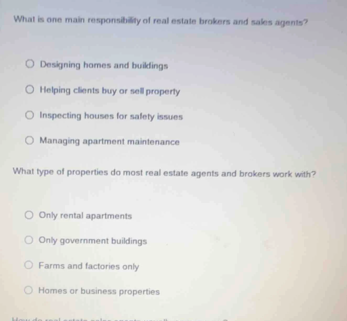 what is one main responsibility of real estate brokers and sales agents…