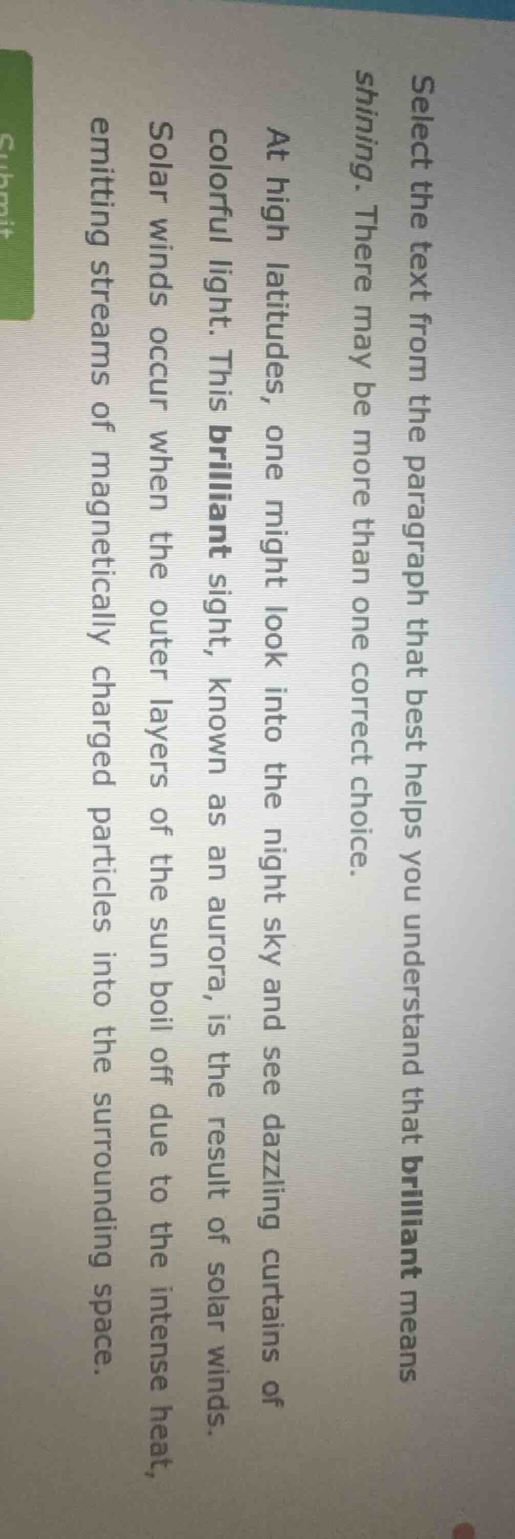 select the text from the paragraph that best helps you understand that …