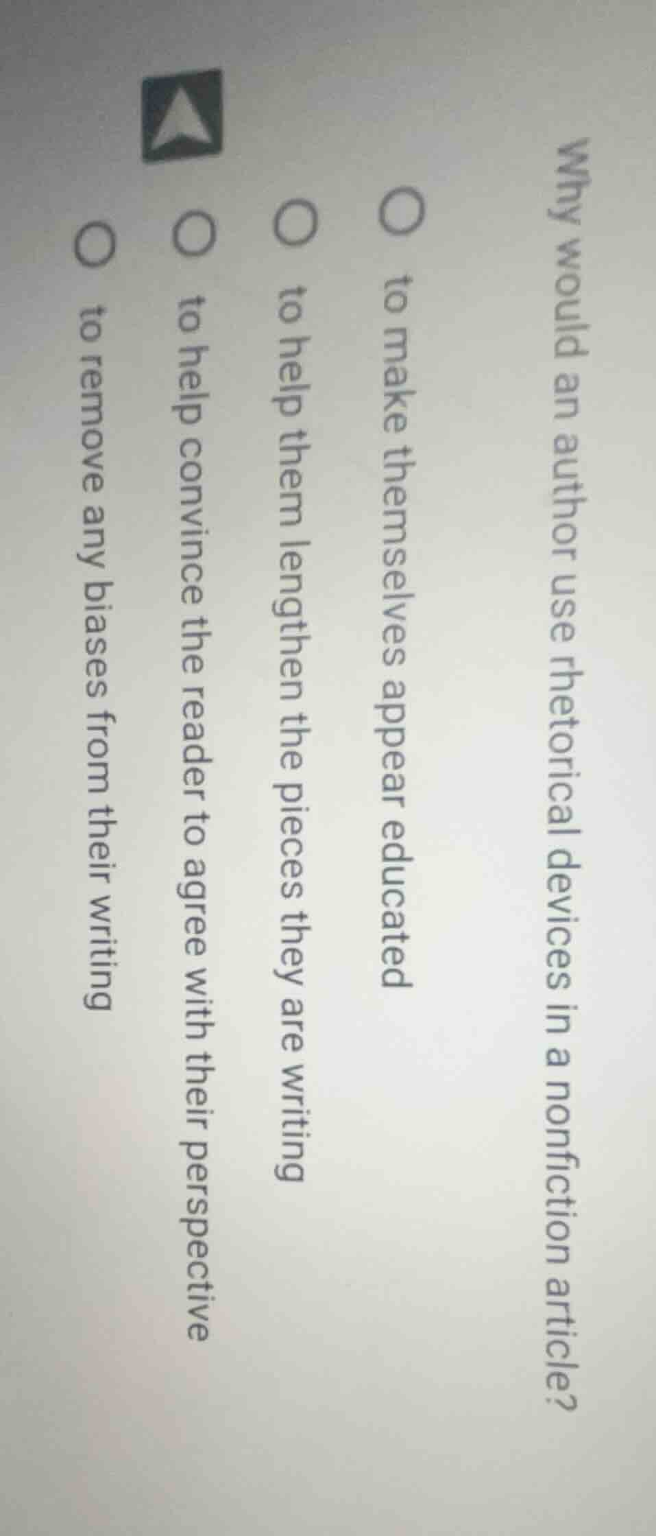 why would an author use rhetorical devices in a nonfiction article? to …