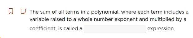 the sum of all terms in a polynomial, where each term includes a variab…