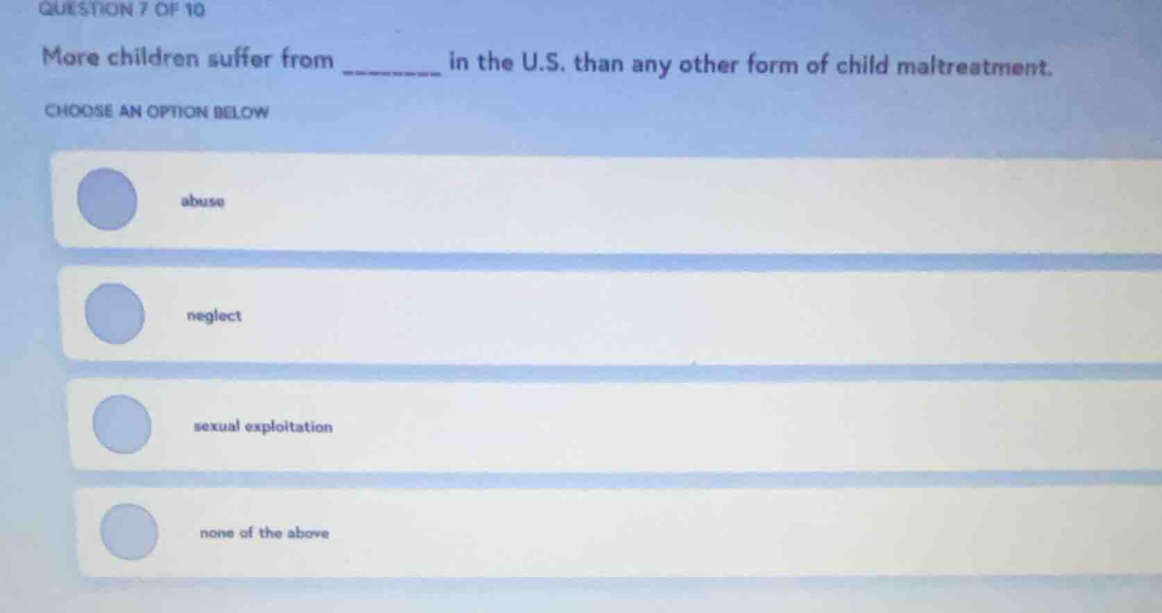 question 7 of 10 more children suffer from ______ in the u.s. than any …