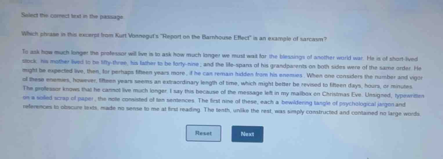 select the correct text in the passage. which phrase in this excerpt fr…