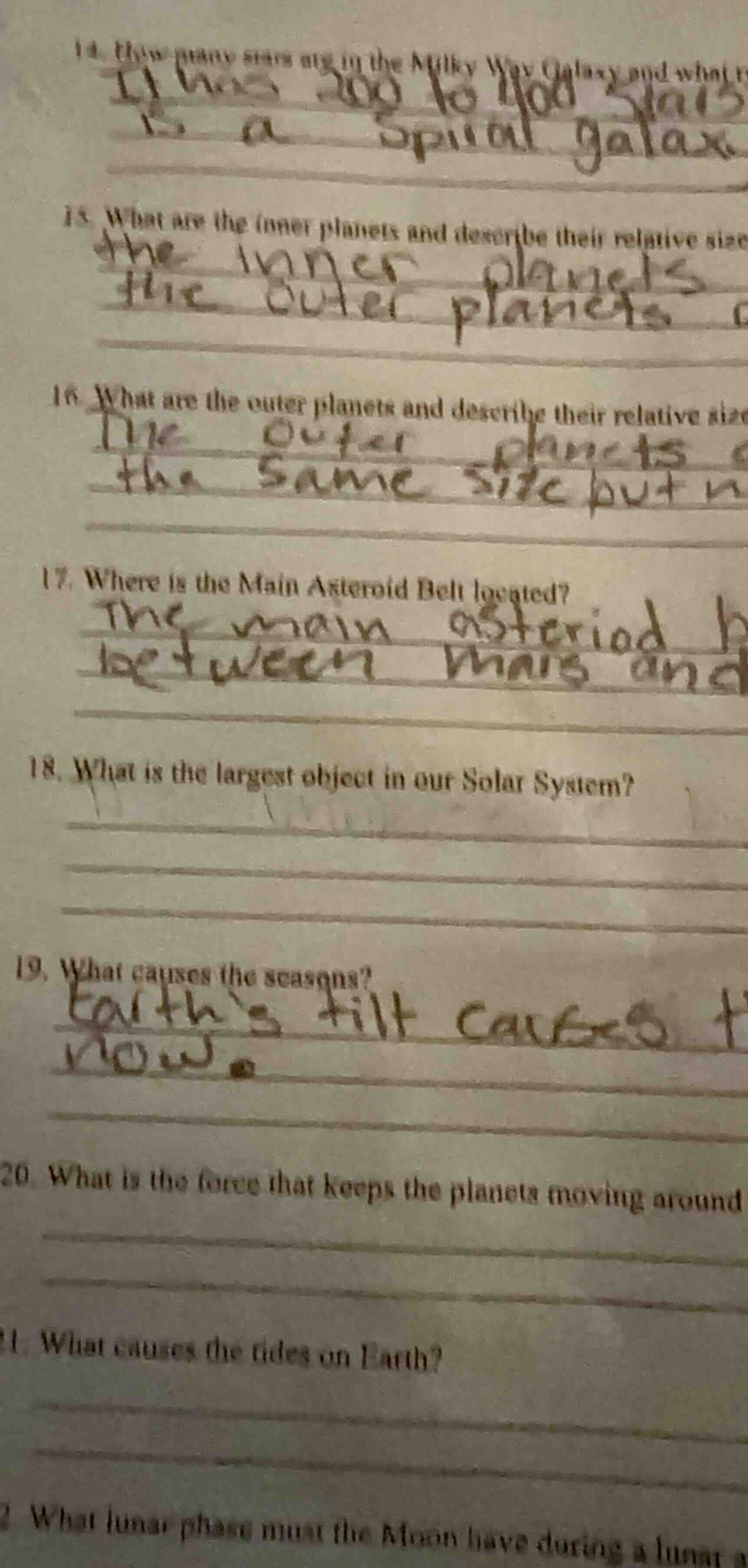 14. how many stars are in the milky way galaxy and what 15. what are th…