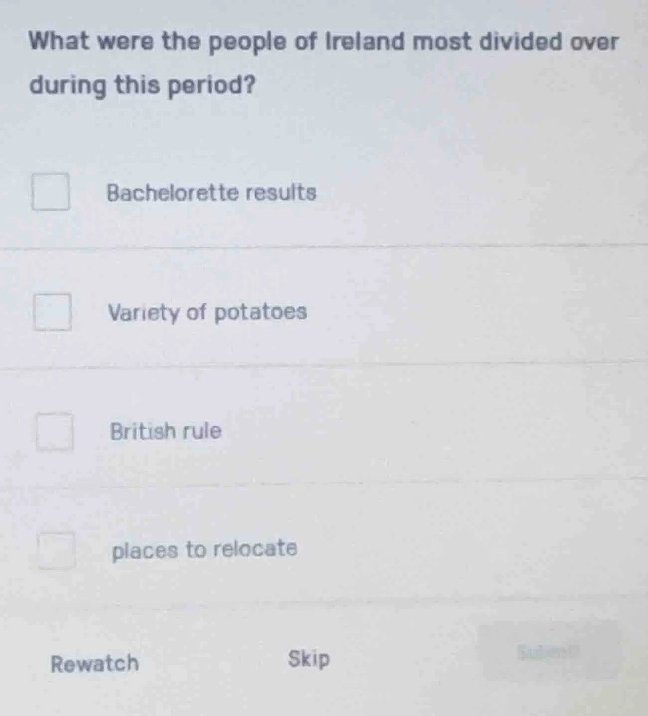what were the people of ireland most divided over during this period? b…
