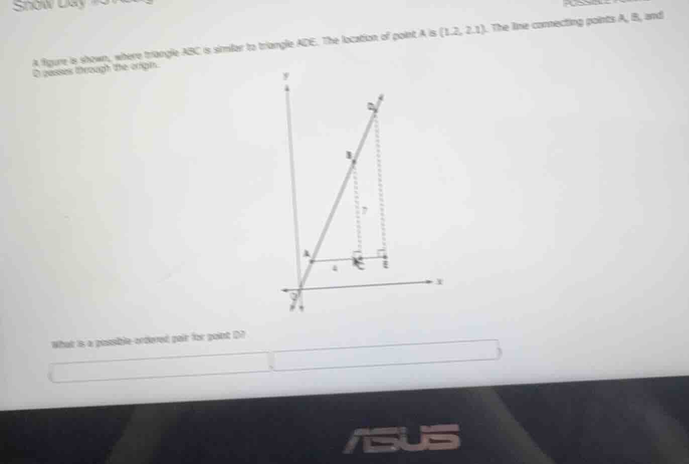a figure is shown, where triangle abc is similar to triangle ade. the l…
