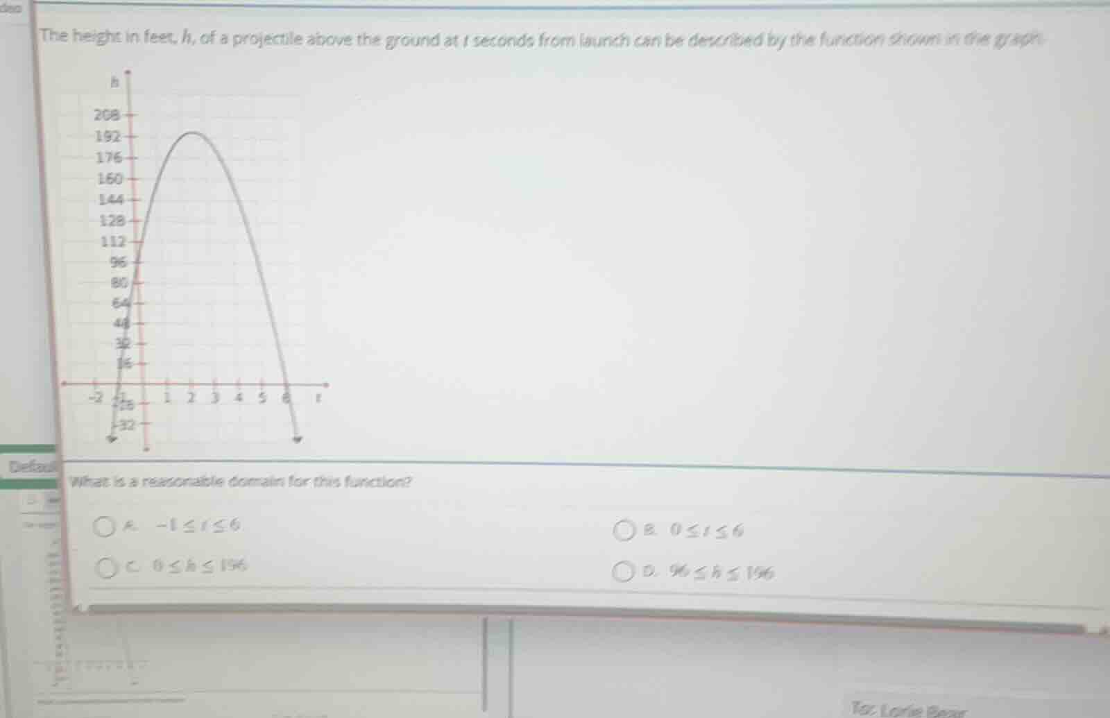 the height in feet, h, of a projectile above the ground at t seconds fr…