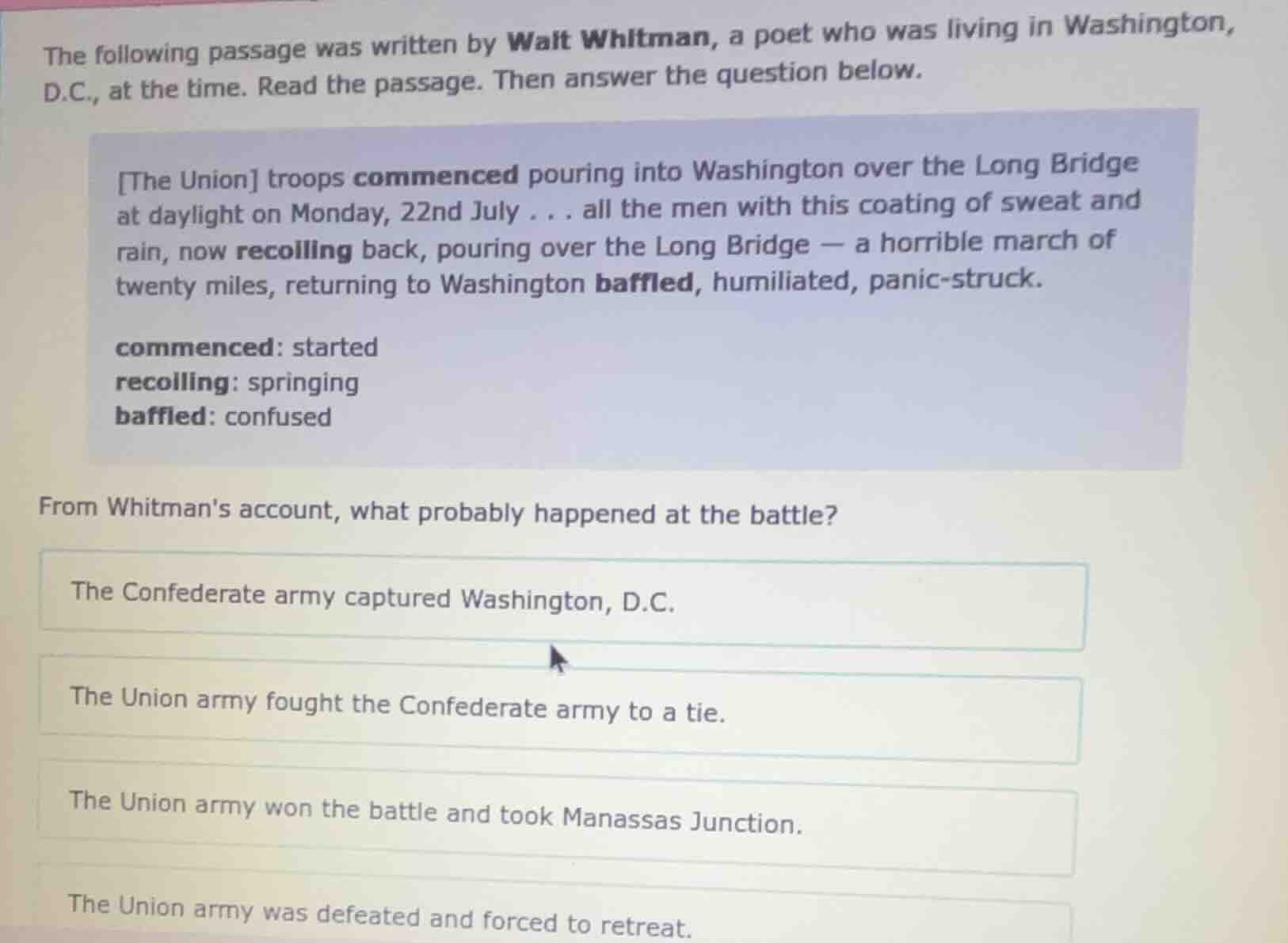 the following passage was written by walt whitman, a poet who was livin…