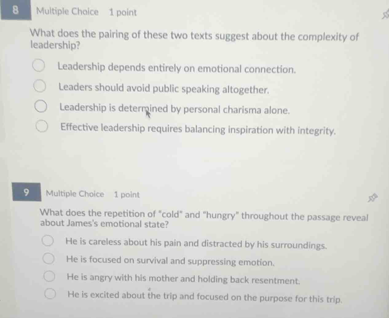 8 multiple choice 1 point what does the pairing of these two texts sugg…