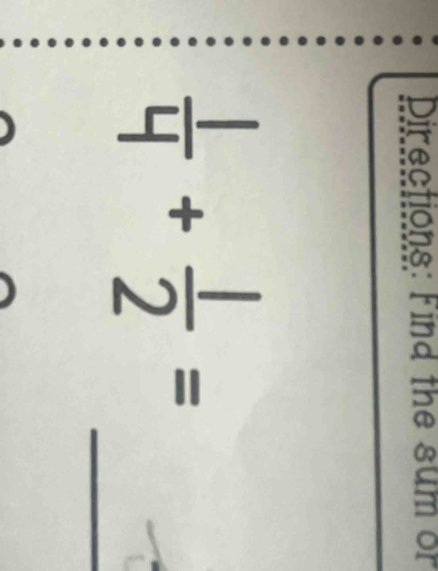 find the sum of \\(\frac{1}{4} + \frac{1}{2}\\)