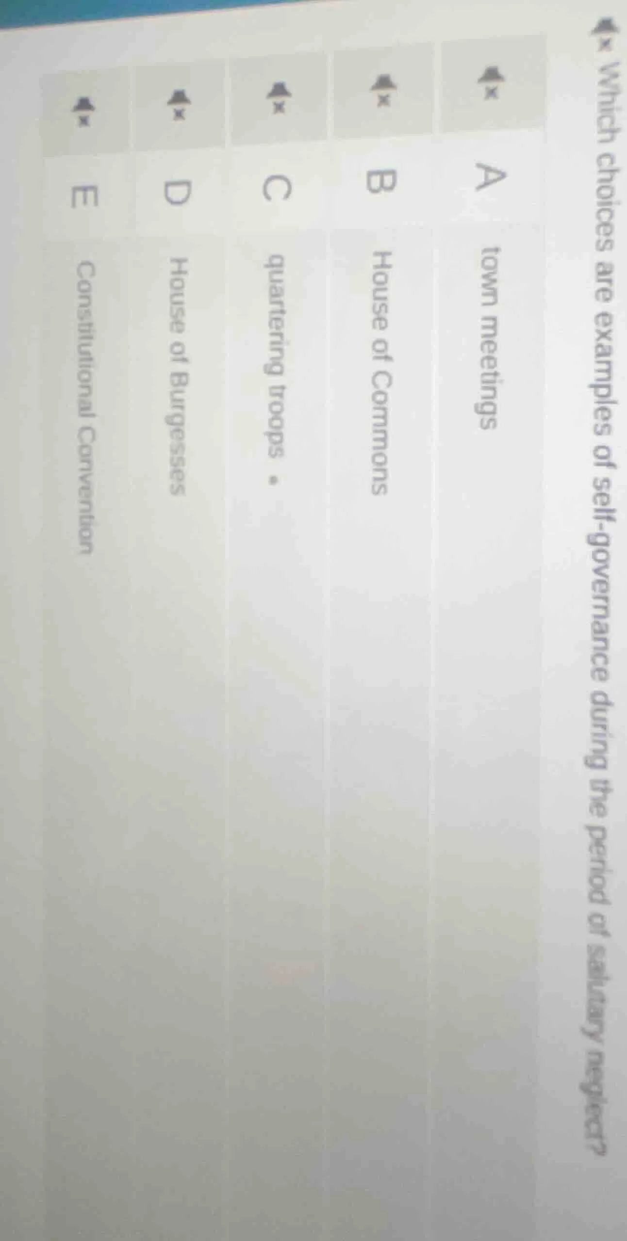 which choices are examples of self - governance during the period of sa…