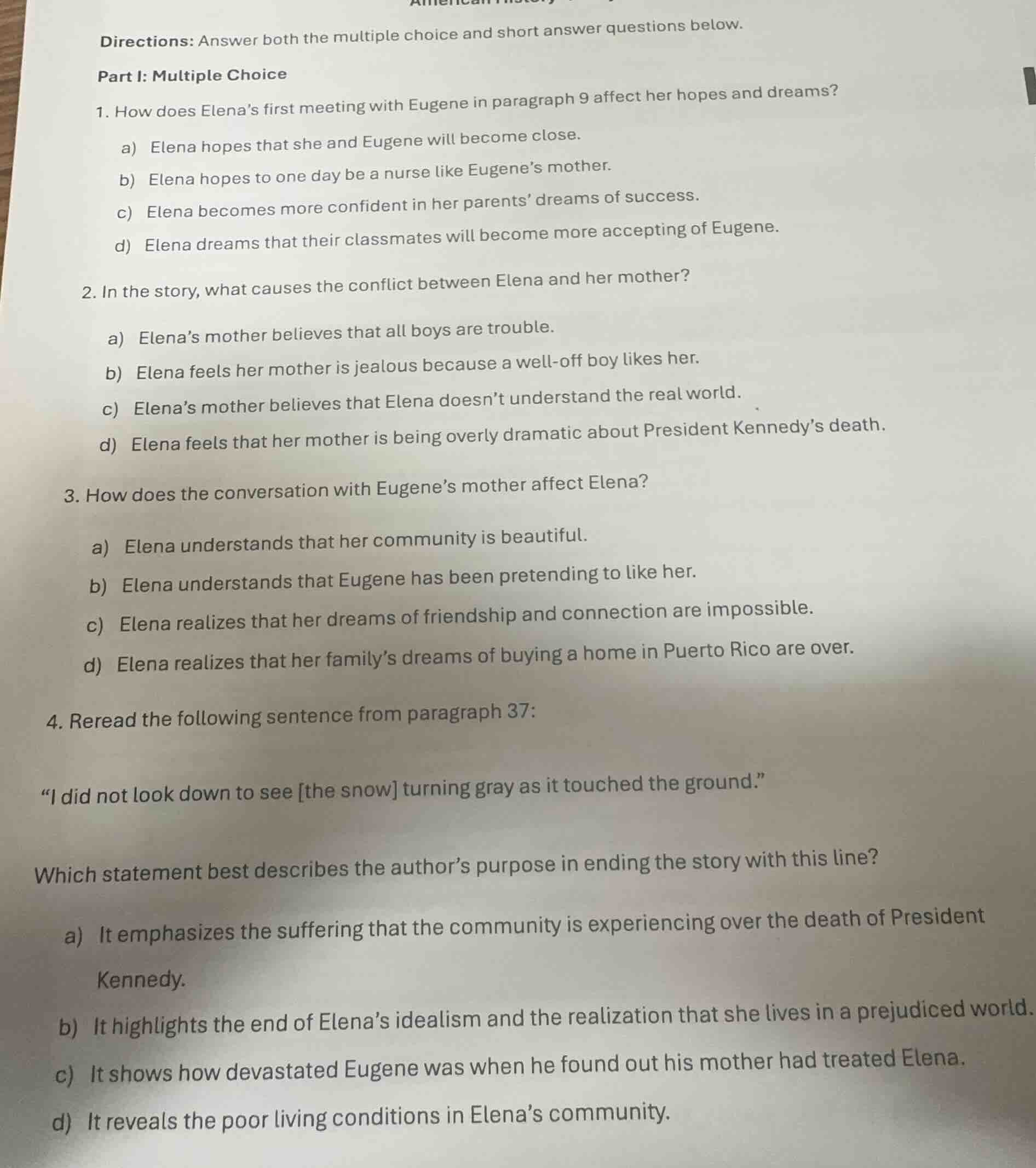 directions: answer both the multiple choice and short answer questions …