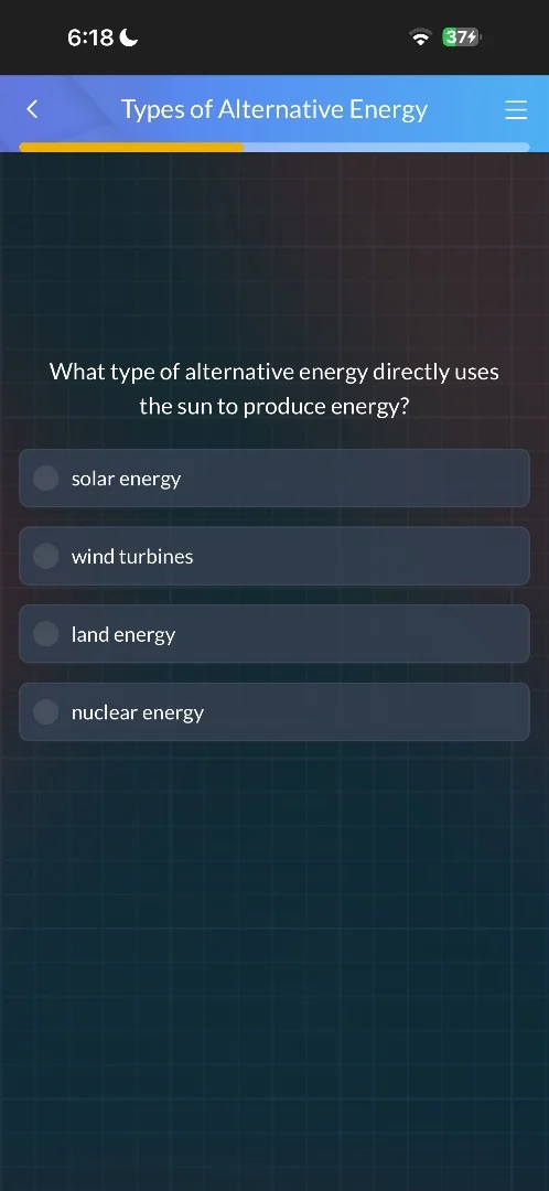 what type of alternative energy directly uses the sun to produce energy…