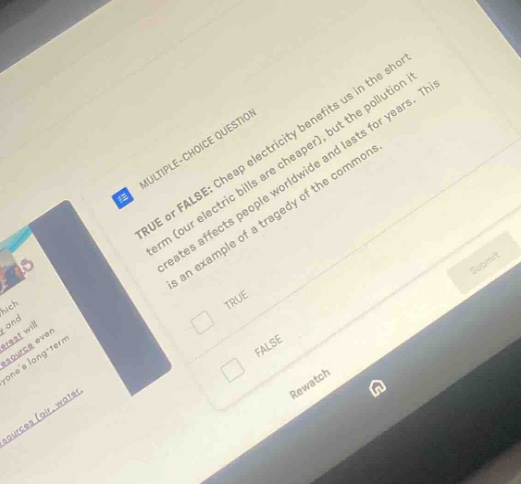 multiple-choice question true or false: cheap electricity benefits us i…