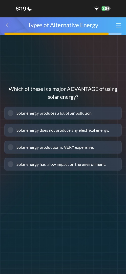which of these is a major advantage of using solar energy? solar energy…