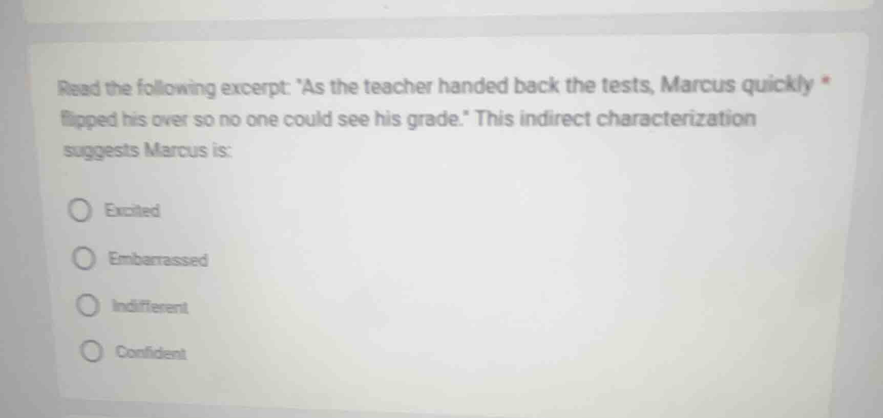 read the following excerpt: as the teacher handed back the tests, marcu…