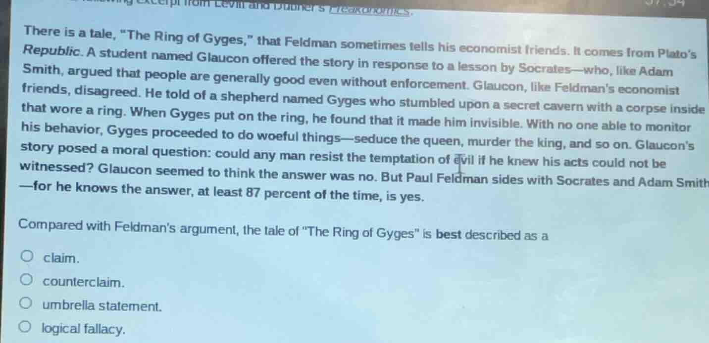 there is a tale, \the ring of gyges,\ that feldman sometimes tells his …