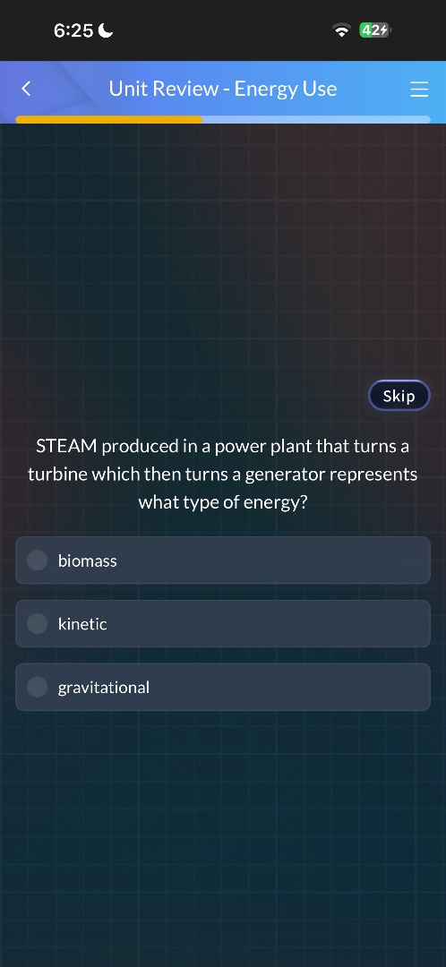 steam produced in a power plant that turns a turbine which then turns a…