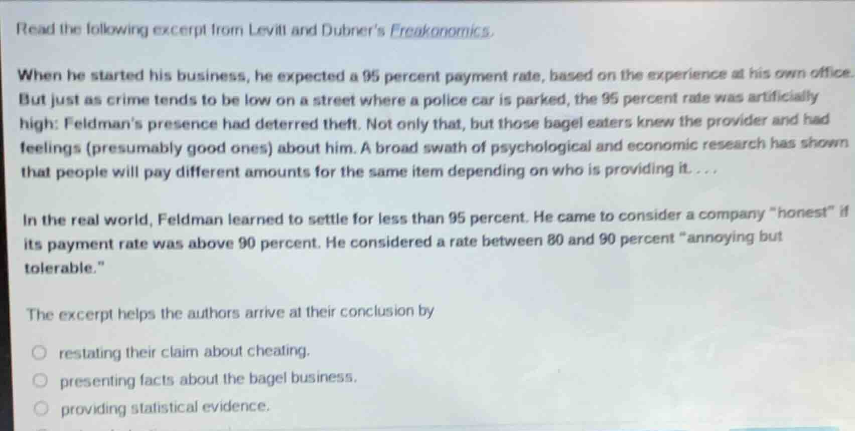 read the following excerpt from levitt and dubner’s freakonomics. when …