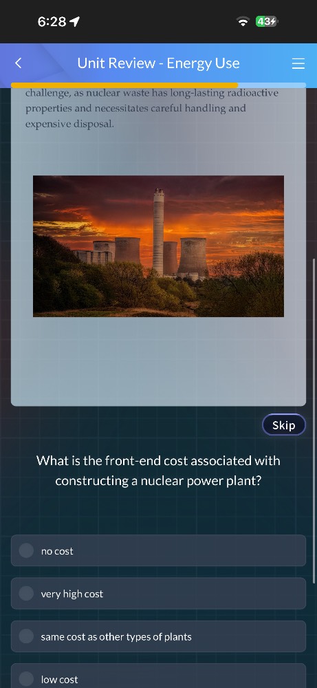 what is the front - end cost associated with constructing a nuclear pow…