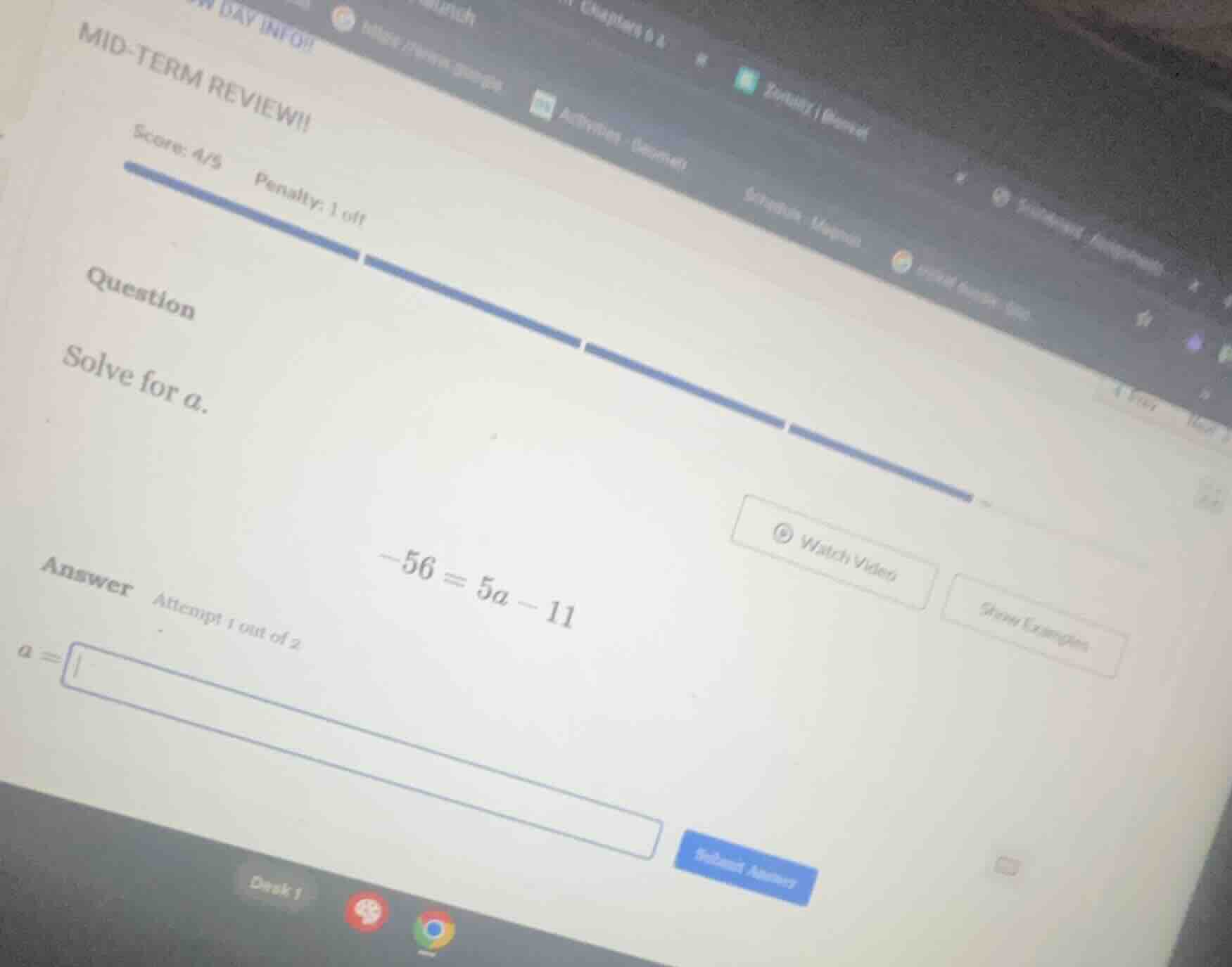 mid-term review!! score: 4/5 penalty: 1 off question solve for ( a ). (…