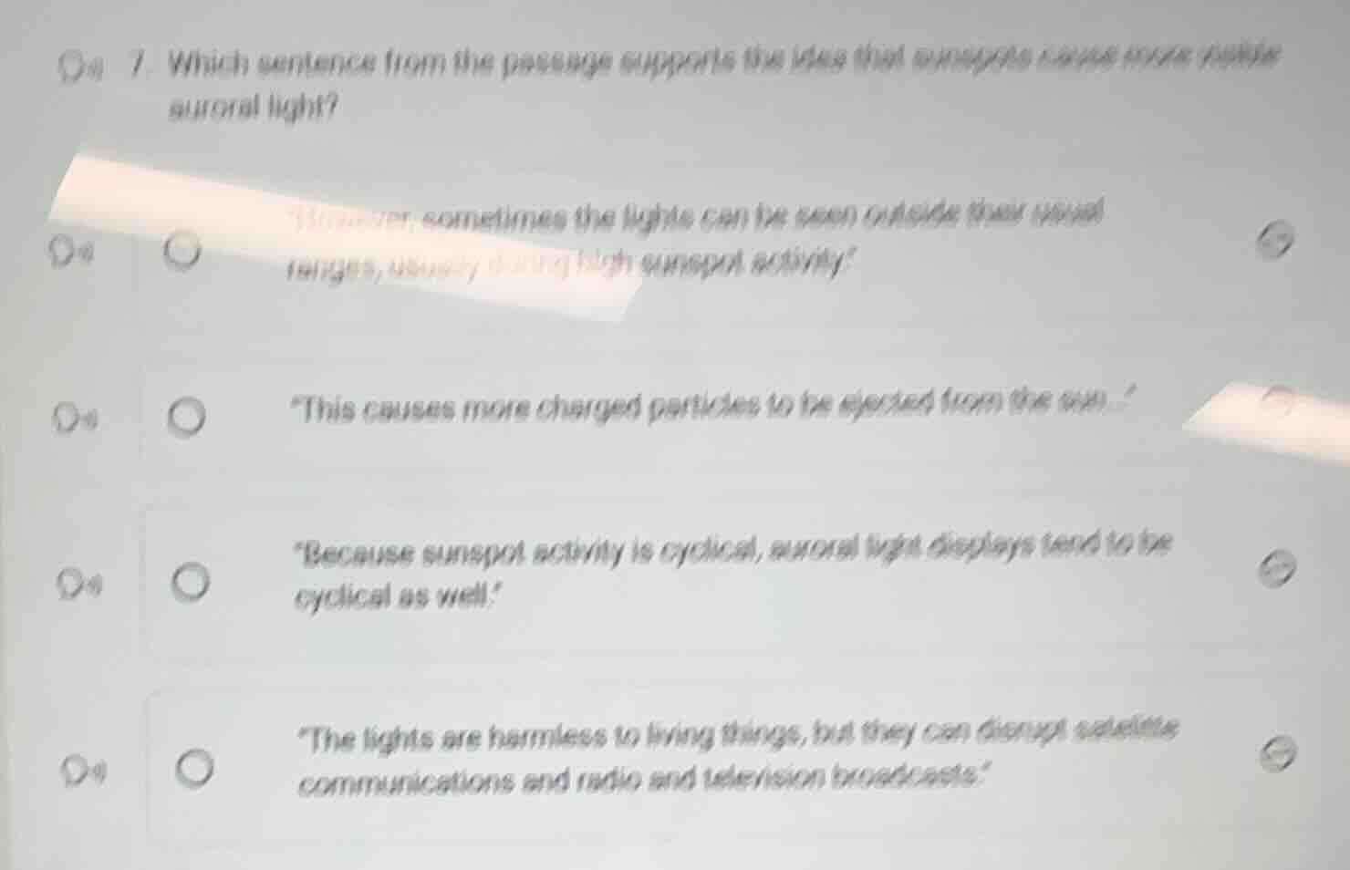 1. which sentence from the passage supports the idea that sunspots caus…