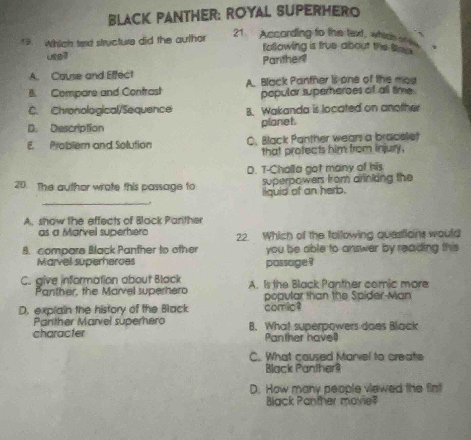 black panther: royal superhero 19 which text structure did the author u…